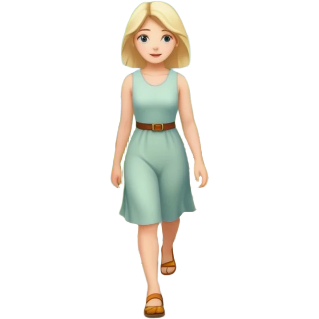 somone walking in a garden on a path with flower and trees around her emoji