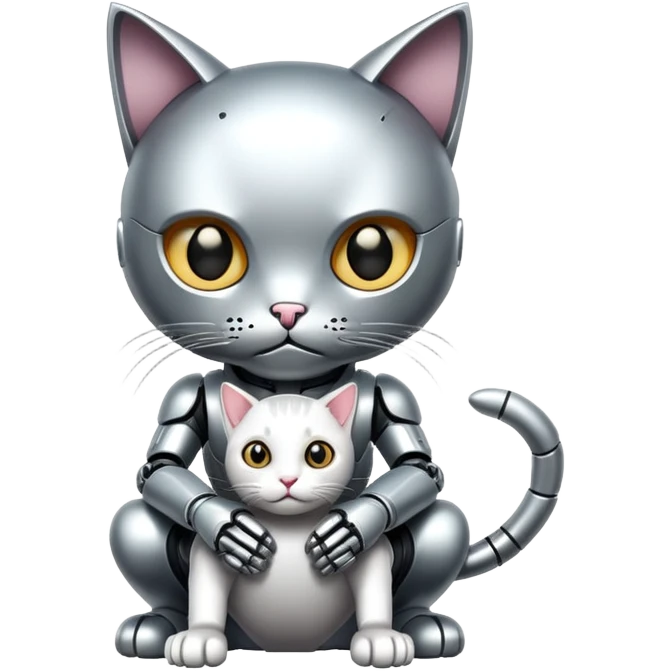 Cyborg with tiny cat emoji