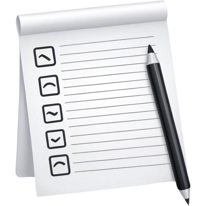 White paper list with black writing emoji