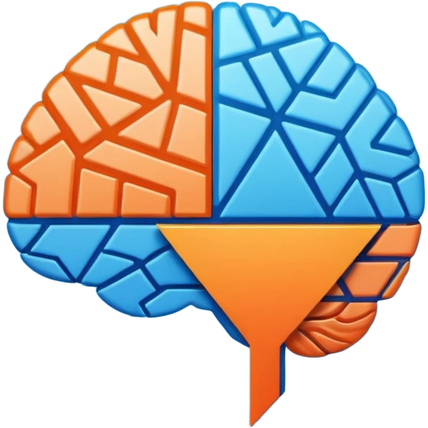 Geometric brain icon, YouTube triangle play button merged with neural network pattern, abstract minimalist design, vector art, vibrant colors, tech-inspired, clean lines, square format for app icon emoji