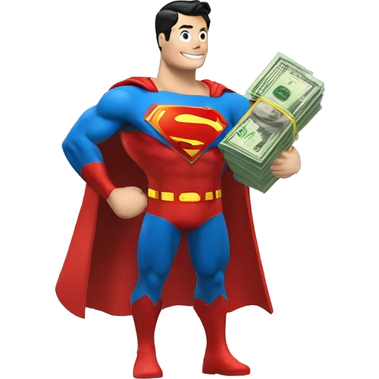 Superman with bag of money emoji