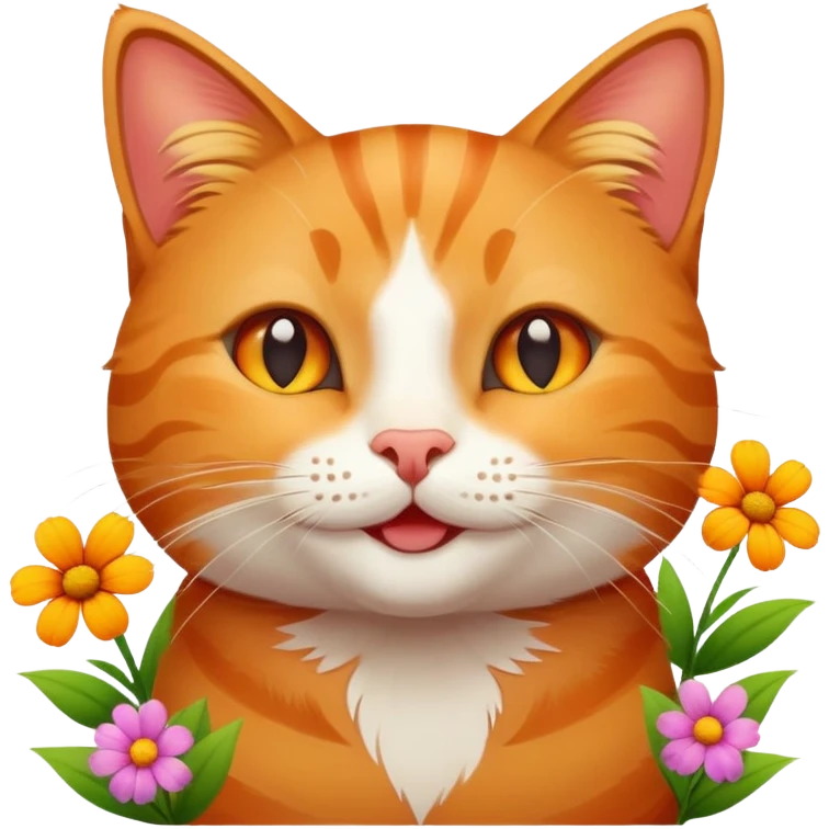 happy cat with flowers emoji