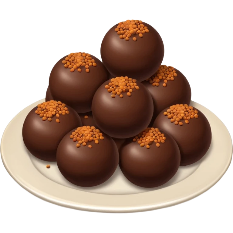 chocolate balls on plate with brown sprinkles emoji