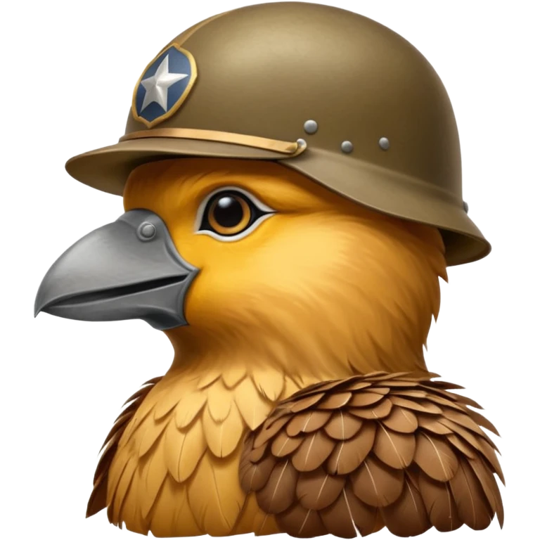 A large bird with a WW2 helmet emoji