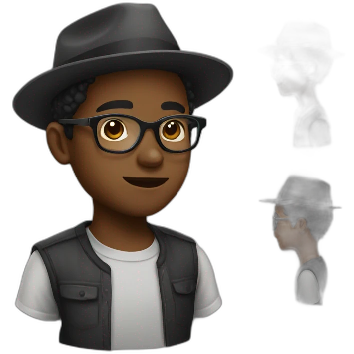 A black boy with glases and hat emoji
