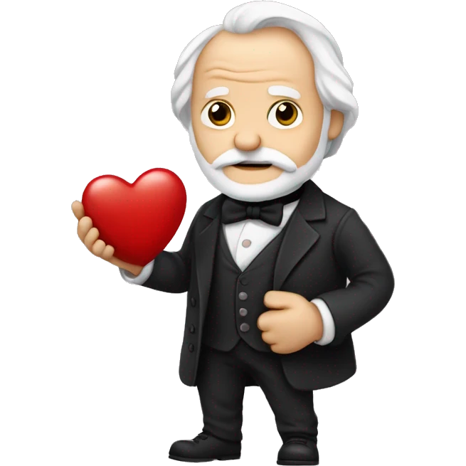 Victor Hugo holds a heart in his hand emoji