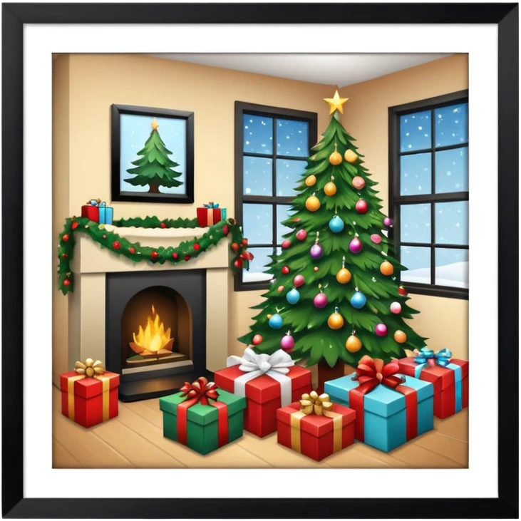 create a realistic room with a lot of  christmas chaos emoji