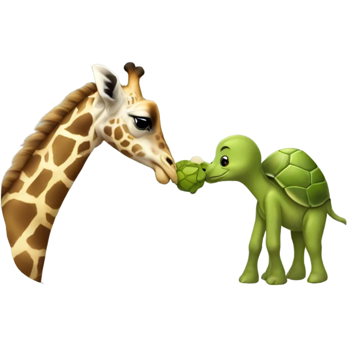 Giraffe kissing a turtle emoji