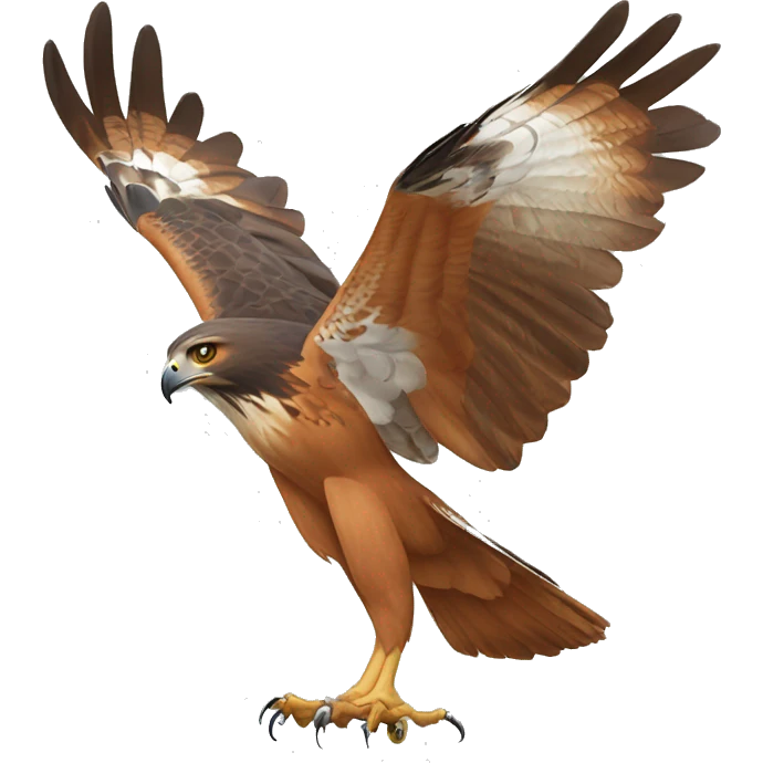 A simple full body design of a red tailed hawk emoji