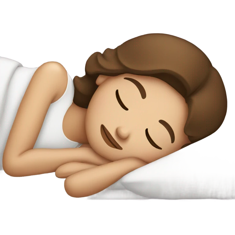 brown haired girl with white skin sleeping in bed emoji