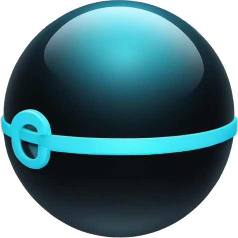 Black sphere with a light blue lock symbol on it emoji