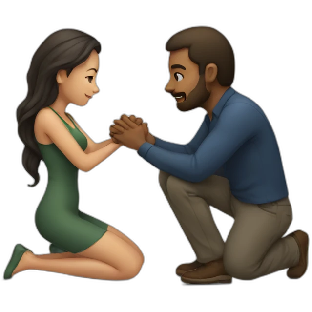 Woman on knees facing man emoji