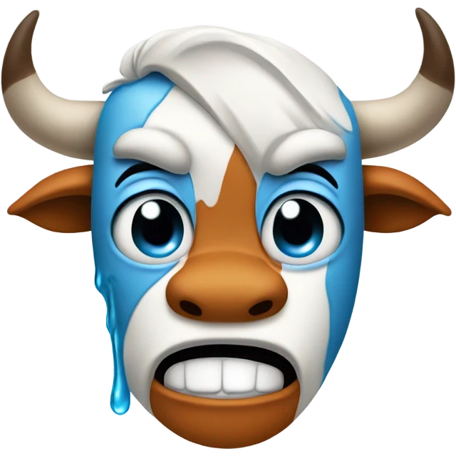 Very sad university of Texas longhorn crying large blue tears from his eyes and his mouth open emoji
