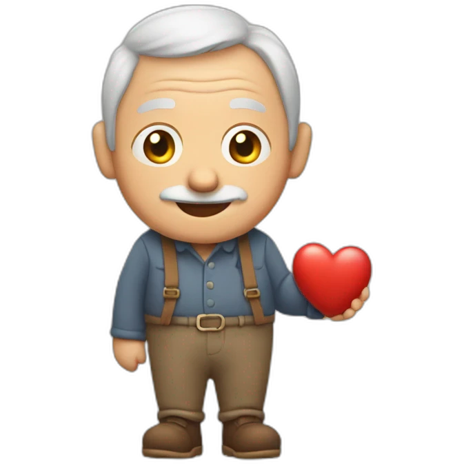 old man with his heart in his hand emoji