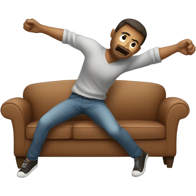 Man throwing a couch emoji