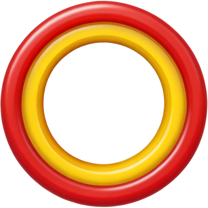 emoji de 2 gomitas en forma de aro una colo rojo y otra amarillo de muy gruesas  emoji