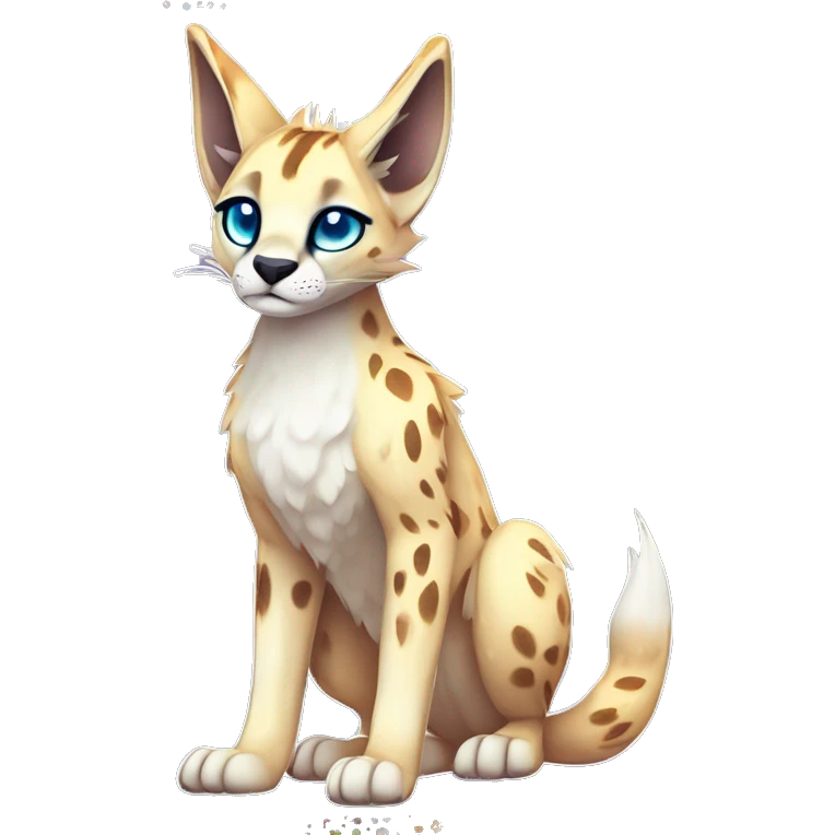 Cute Kawaii Epic Ethereal Sparkly Colorful Sergal-Serval-Caracal-Vernid full body emoji