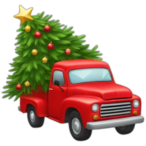Little red truck hulinga Christmastree emoji