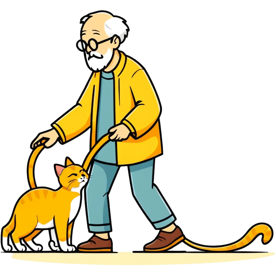 old blind man accident stepping on ￼￼golden cat’s tail  emoji