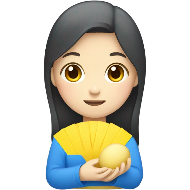mochi in color of ukraine japanese girl holding it  emoji
