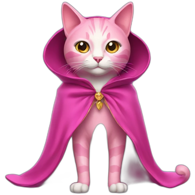 pink cat with a magician cloak emoji