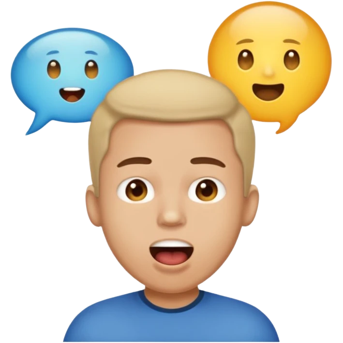 a man with an open mouth and a speech bubble that says 'startup', emoji style emoji