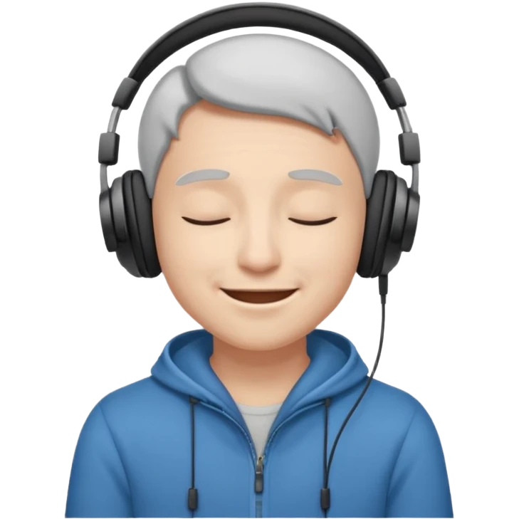 someone listing to music using headphones and closed his eyes and he is full of enjoyment emoji