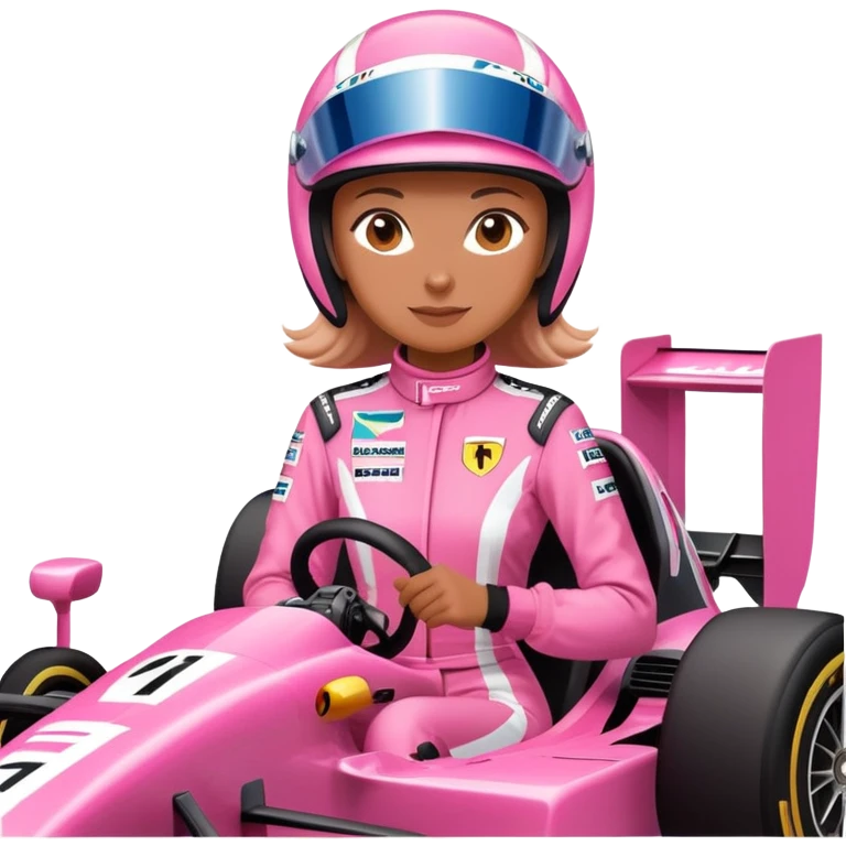 woman riding f1 car pink emoji