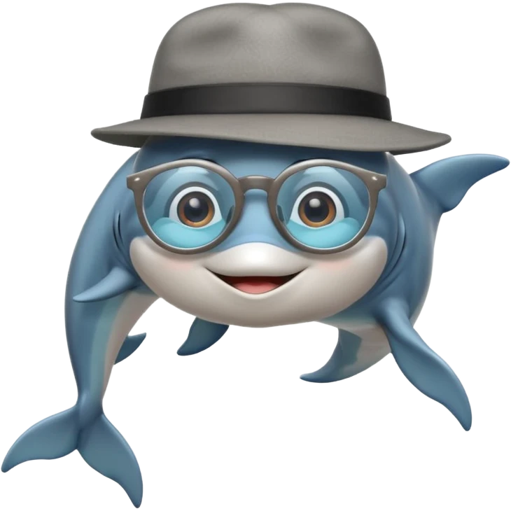 dolphin wearing glasses and a hat emoji