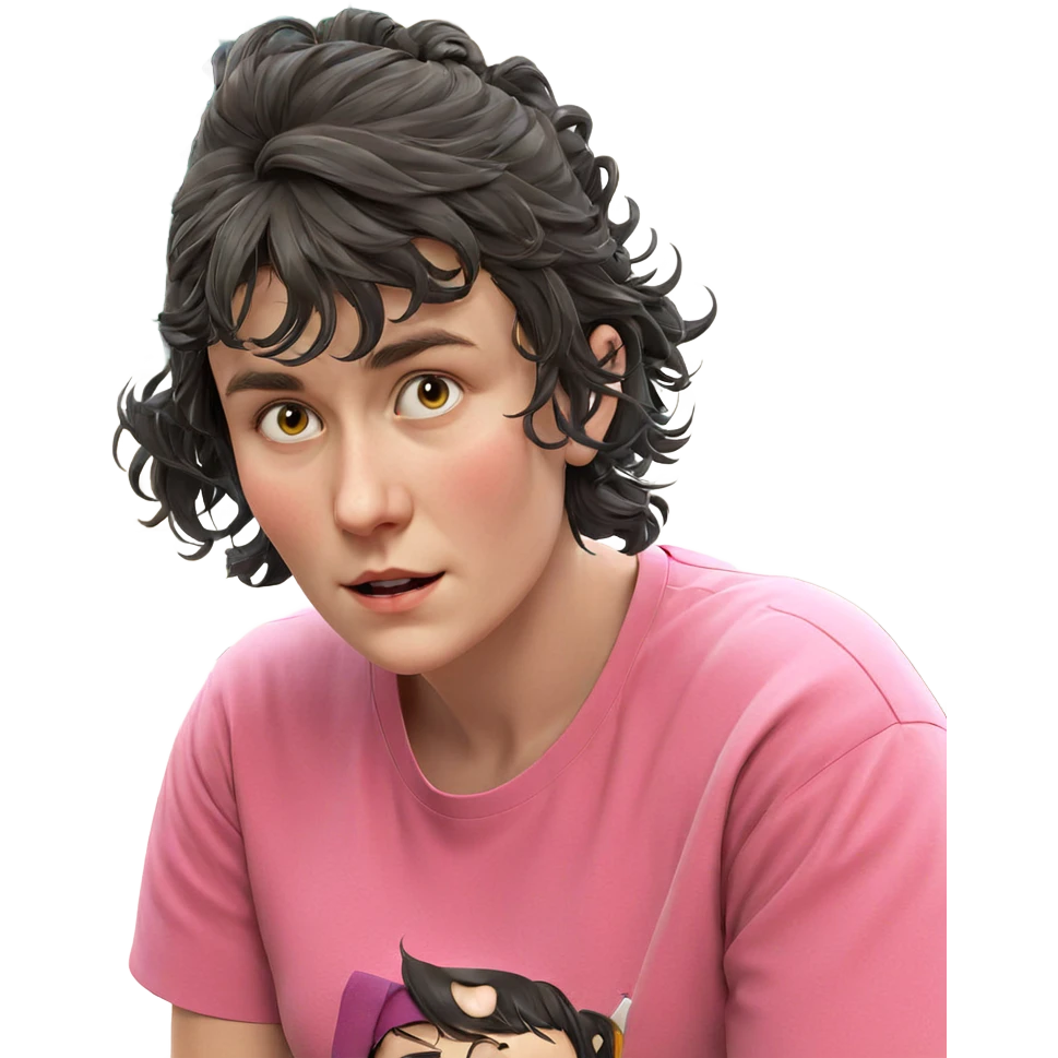 girl with black hair shirt emoji