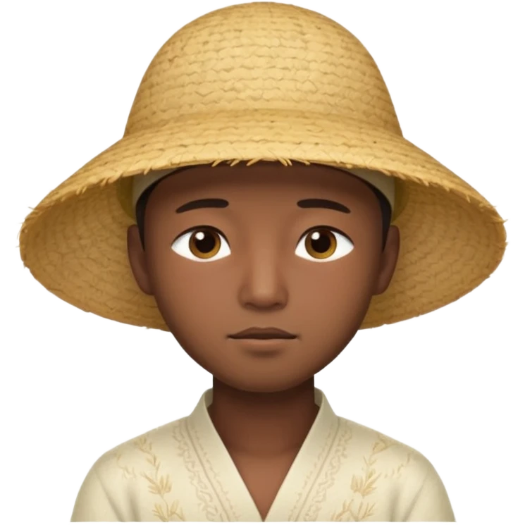 Asian guy with a rice hat, eyes more closed emoji