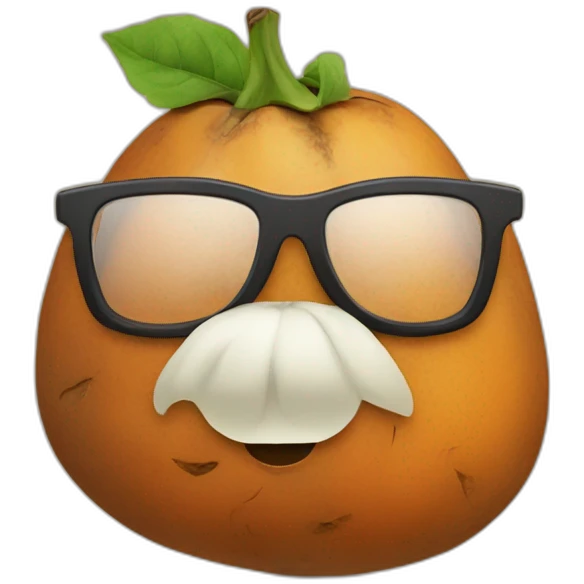 sweet potato with glasses and a beard emoji