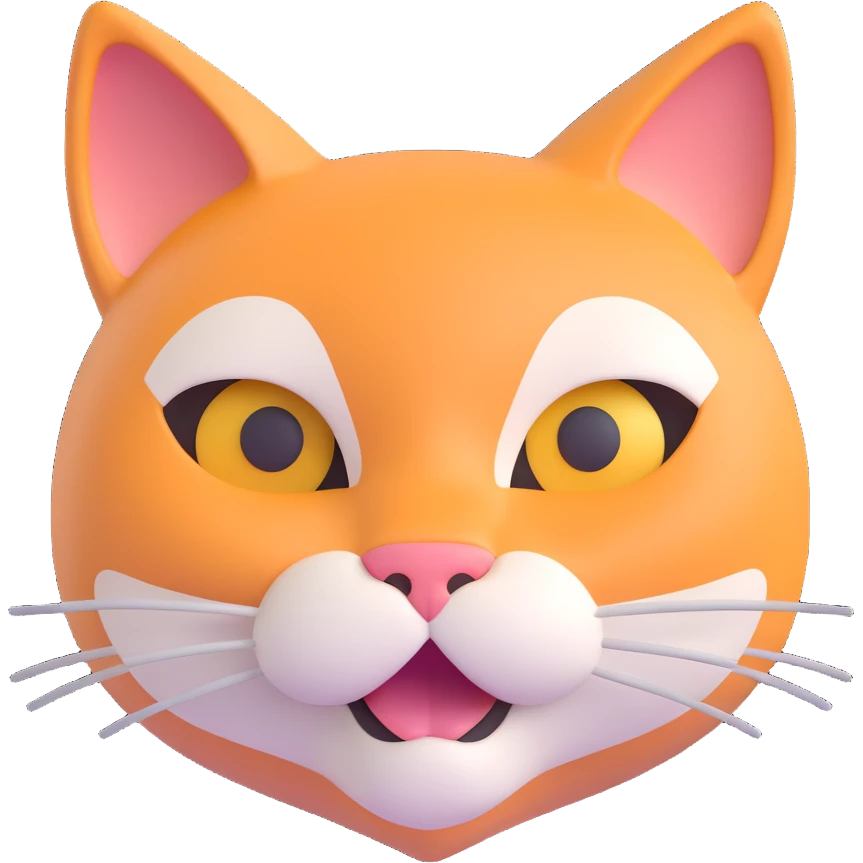 3D emoji style cat head only with neutral face inspired by Avalanche logo for a crypto project emoji