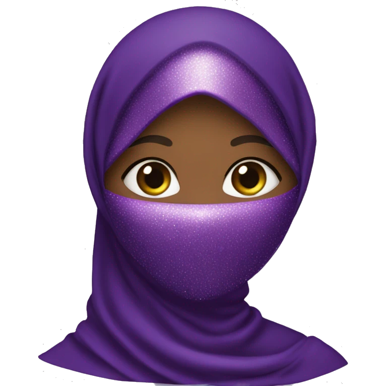 African Muslimah wearing glittery purple niqab emoji