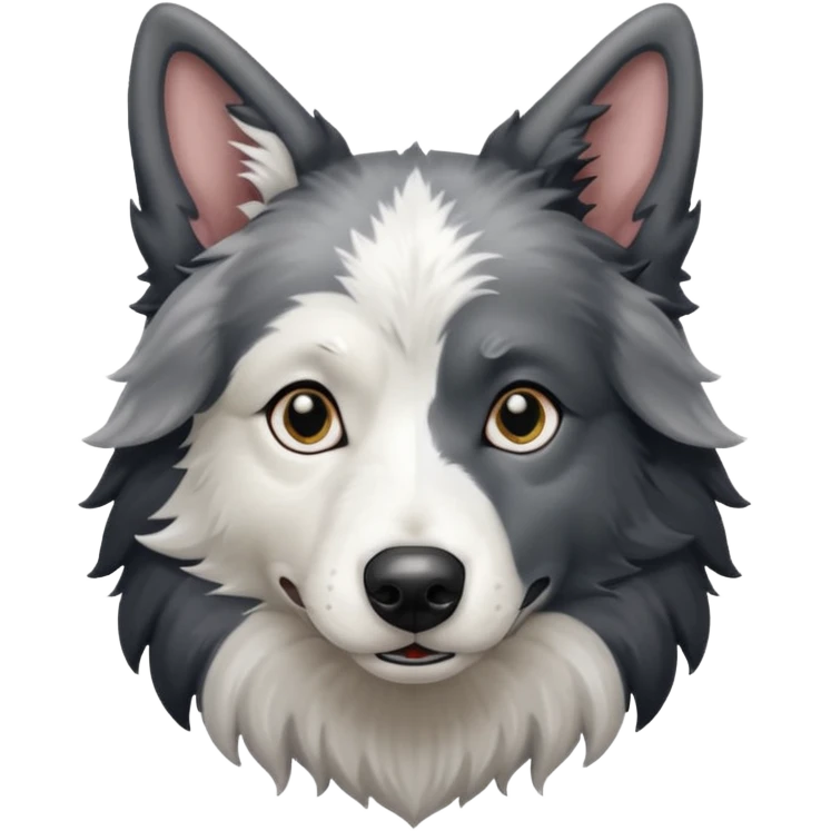 A black and white border collie werewolf. emoji