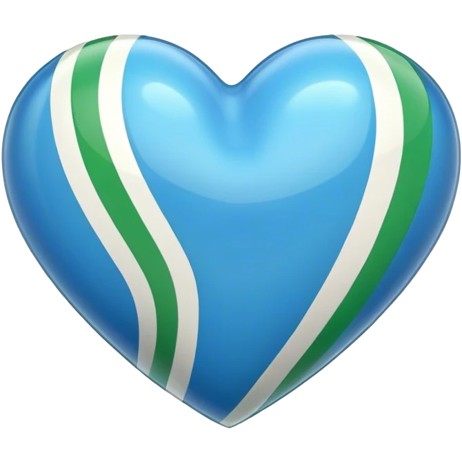 Glossy blue heart with green athletic stripes emoji