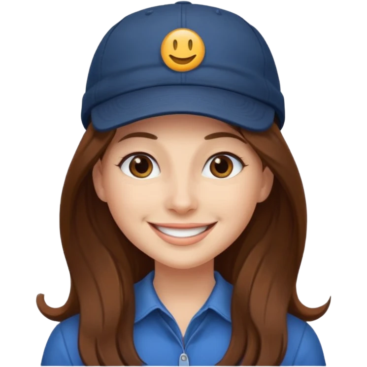  lady with long brown hair wearing a cap emoji
