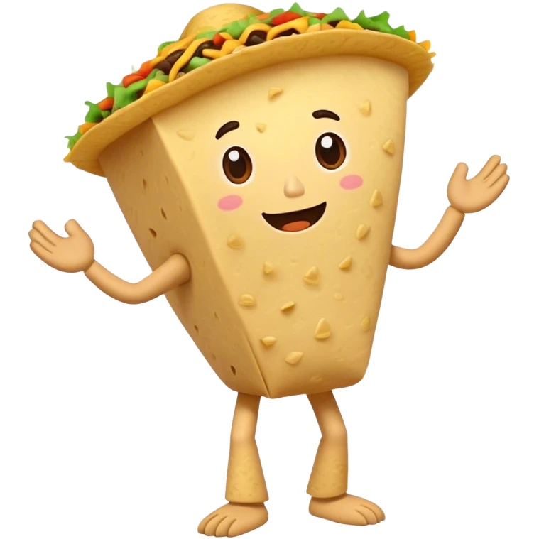 A talking and walking taco with arms and legs doing a handstand  emoji
