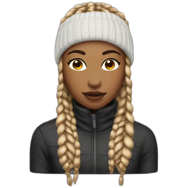Brown teen with a ski mask with box braids showing near the eyes emoji