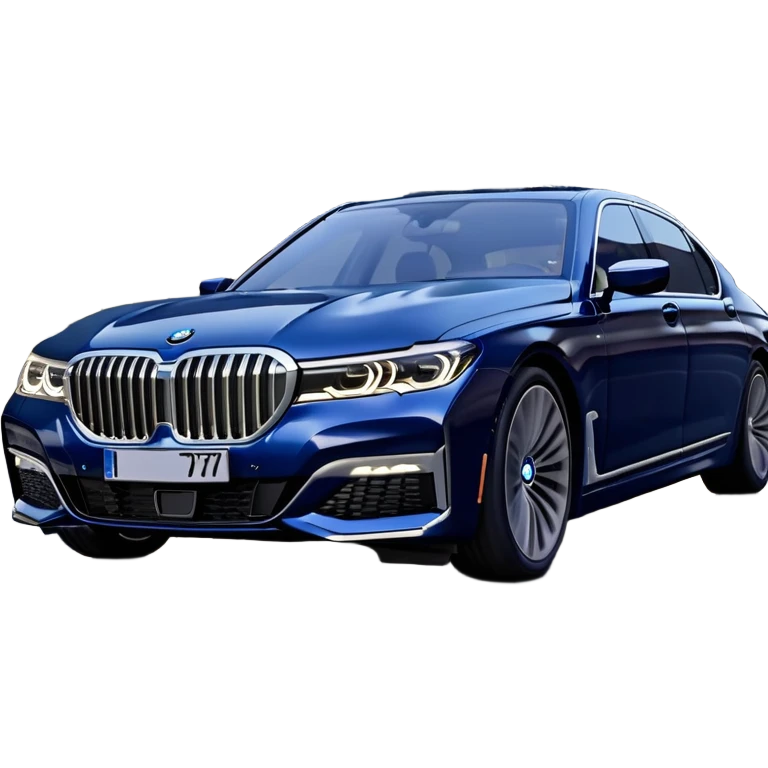 BMW 7 Series (2022) – cinematic-realistic BMW 7 Series emoji, its dark blue exterior gleaming under the city lights as it makes its way through bustling streets. The sophisticated interior whispers luxury as the vehicle drives with remarkable poise, embodying a perfect harmony between cutting-edge technology and comfort. emoji