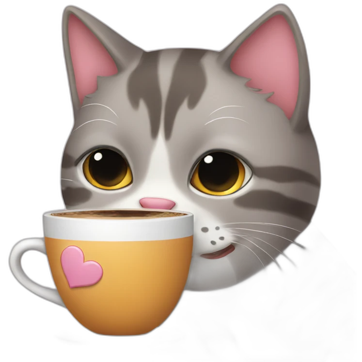 Kawaii cat drinking coffee emoji