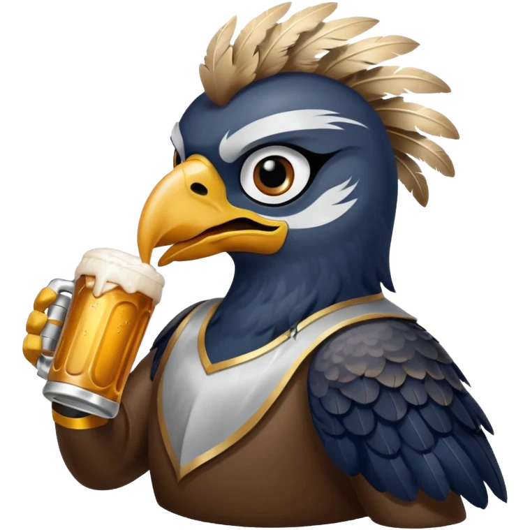 Seahawk bird drinking beer emoji