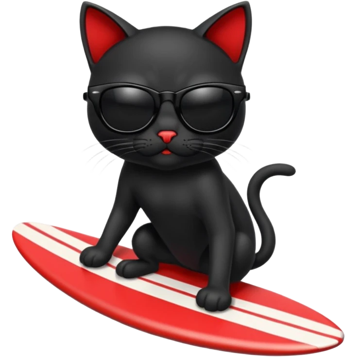 a bad kitty on the waves. make the cat look devlishish with a pair of black ray bans wayfers on. surfing. I want the ray bans black so you cant see the cats eyes emoji