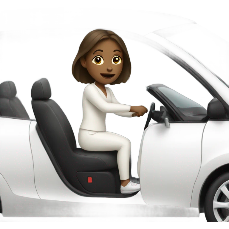 Girl driving a white car emoji