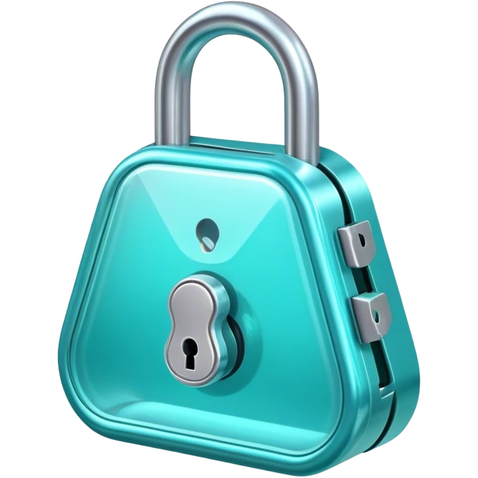 Holographic and glassmorphic turquoise lock emoji