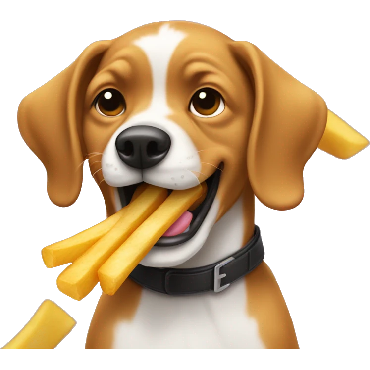 Dog eating French fries emoji