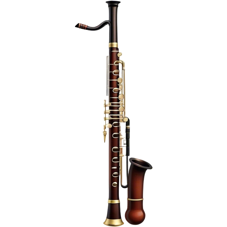 Black bassoon straight with bocal and reed emoji