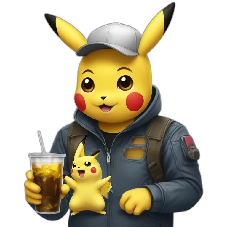 Pikachu drinks wich elon musk emoji