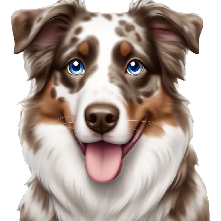 Brown Merle Australian shepherd with blue eyes emoji