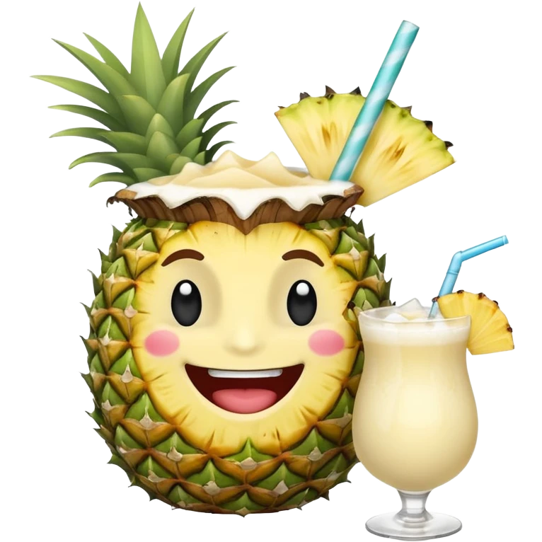 Crea un chico tomando una piña colada emoji